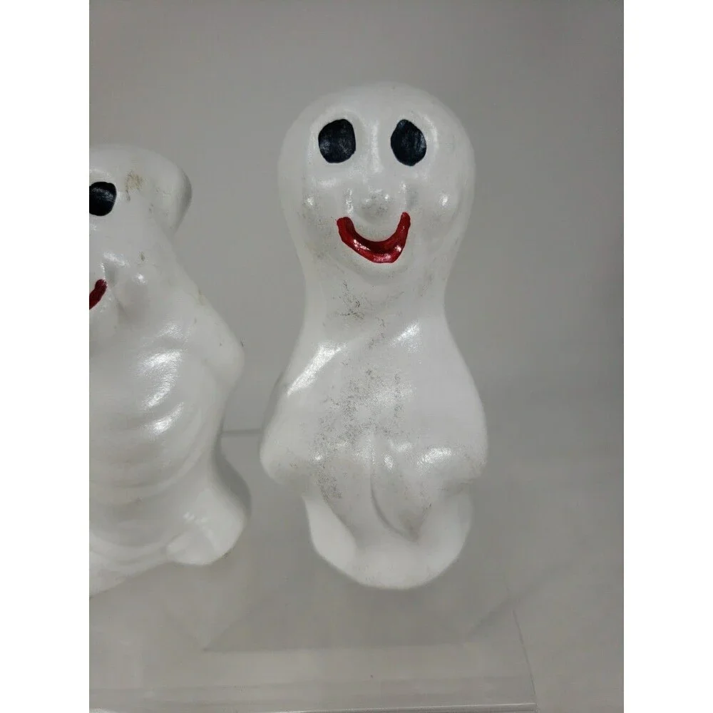 Vintage Ceramic Ghosts Smiling c1980s Hand Painted Halloween